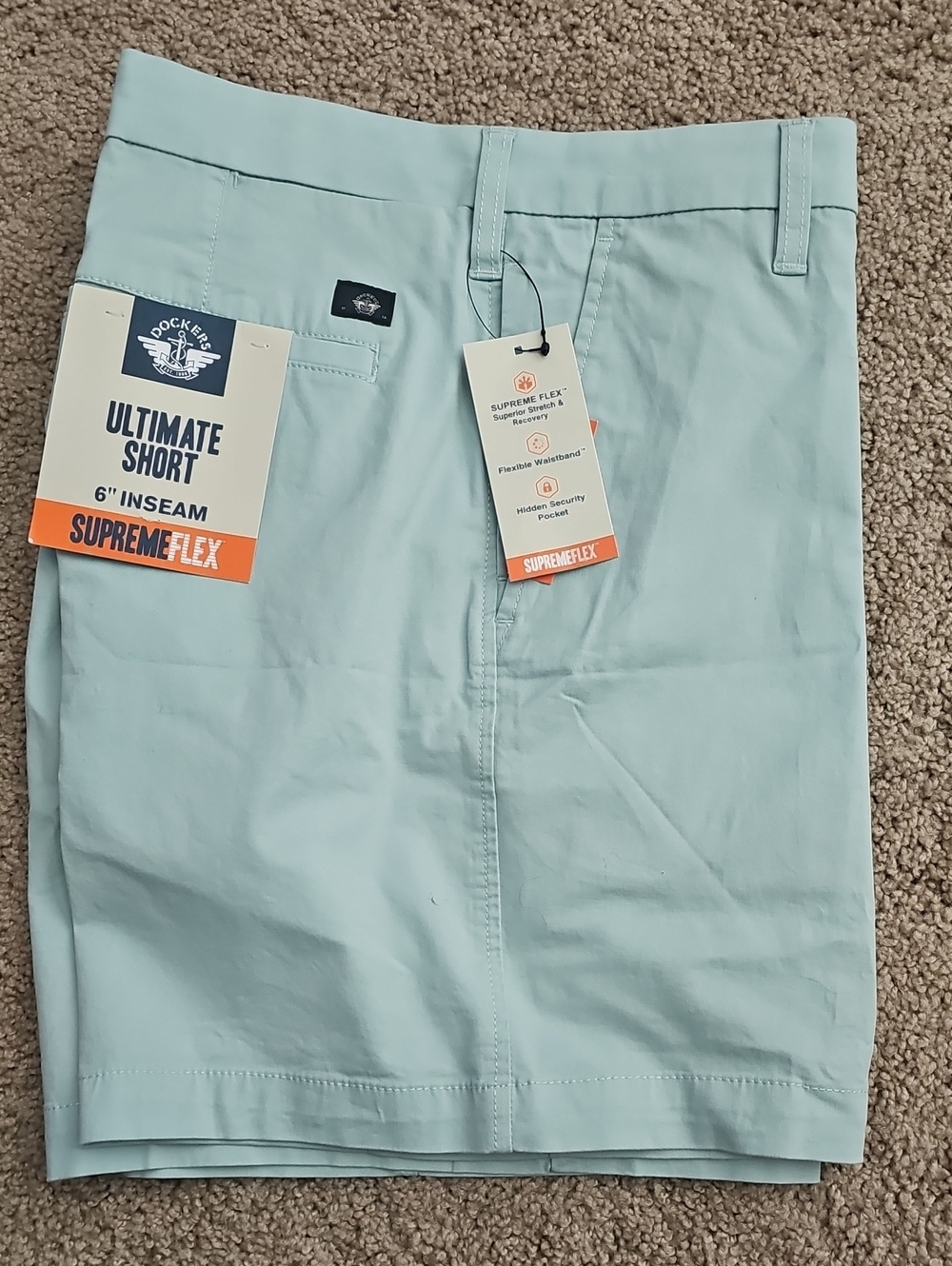 Dockers Light Aqua Flat Front Men's Shorts - SupremeFlex